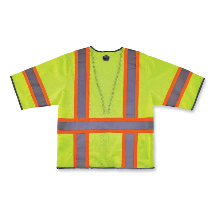 GloWear 8346Z Class 3 Two-Tone Hi-Vis Surveyor Zipper Vest, Polyester, 2X-Large/3X-Large, Lime
