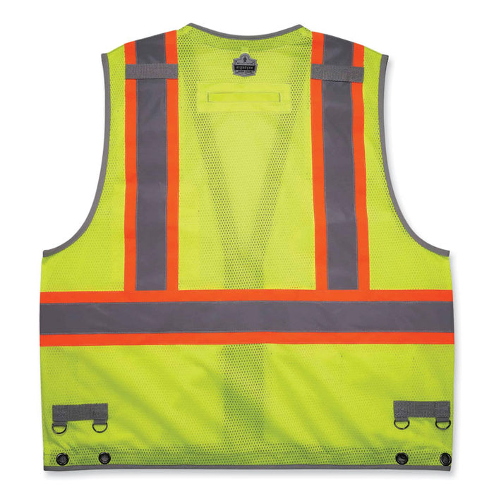 GloWear 8231TV Class 2 Hi-Vis Tool Tethering Safety Vest, Polyester, Small/Medium, Lime