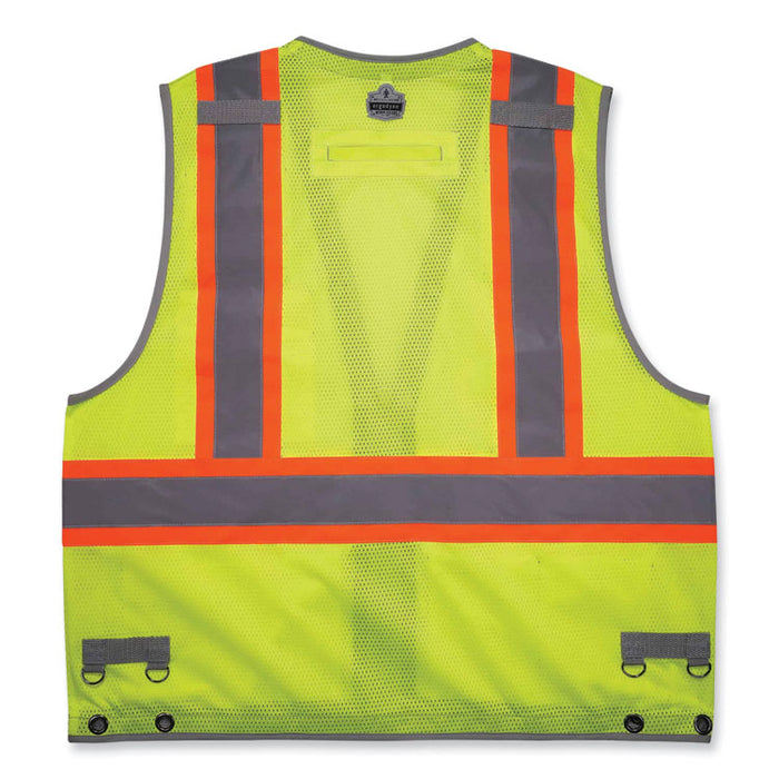 GloWear 8231TV Class 2 Hi-Vis Tool Tethering Safety Vest, Polyester, Large/X-Large, Lime