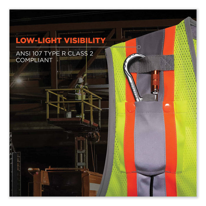 GloWear 8231TV Class 2 Hi-Vis Tool Tethering Safety Vest, Polyester, 4X-Large/5X-Large, Lime