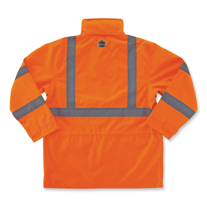 GloWear 8365 Class 3 Hi-Vis Rain Jacket, Polyester, Small, Orange