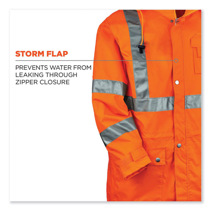 GloWear 8365 Class 3 Hi-Vis Rain Jacket, Polyester, Small, Orange