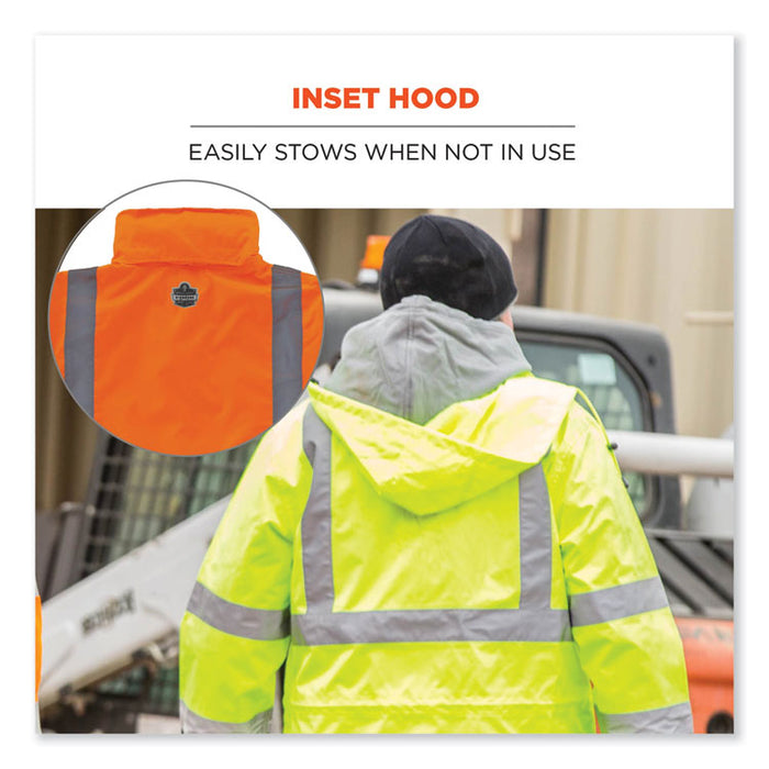 GloWear 8365 Class 3 Hi-Vis Rain Jacket, Polyester, Small, Orange