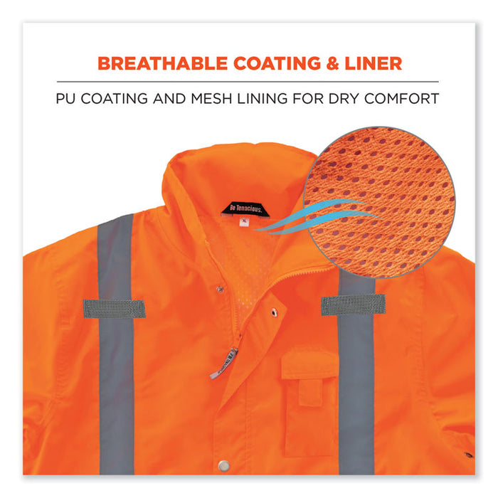 GloWear 8365 Class 3 Hi-Vis Rain Jacket, Polyester, 5X-Large, Orange