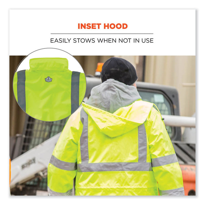 GloWear 8365 Class 3 Hi-Vis Rain Jacket, Polyester, Small, Lime