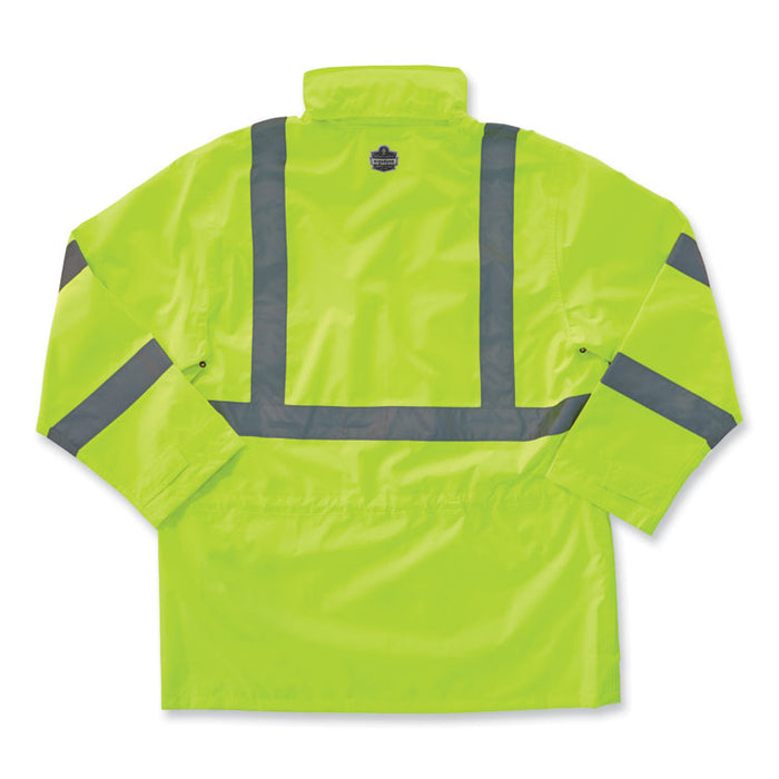 GloWear 8365 Class 3 Hi-Vis Rain Jacket, Polyester, 2X-Large, Lime