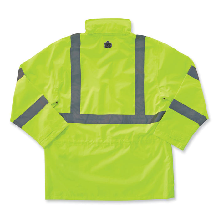 GloWear 8365 Class 3 Hi-Vis Rain Jacket, Polyester, 4X-Large, Lime