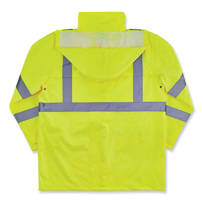 GloWear 8366 Class 3 Lightweight Hi-Vis Rain Jacket, Polyester, Medium, Lime