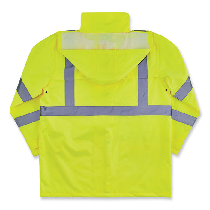 GloWear 8366 Class 3 Lightweight Hi-Vis Rain Jacket, Polyester, 3X-Large, Lime