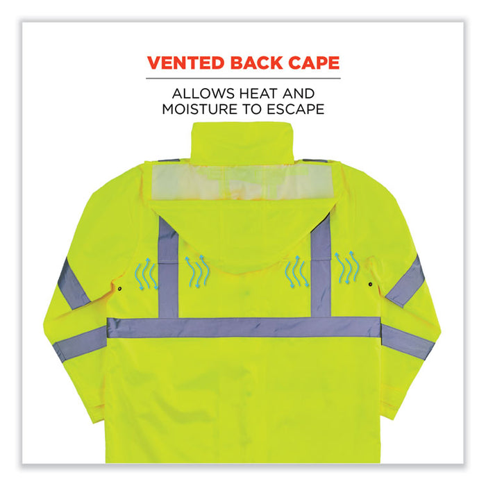 GloWear 8366 Class 3 Lightweight Hi-Vis Rain Jacket, Polyester, 3X-Large, Lime