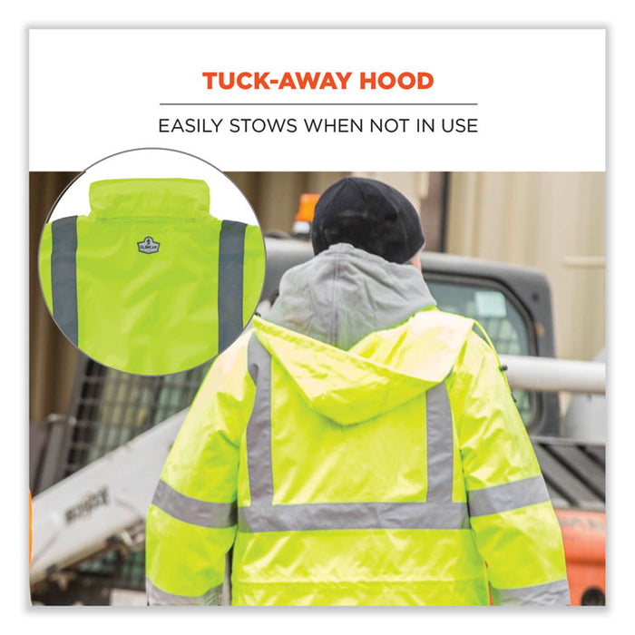 GloWear 8366 Class 3 Lightweight Hi-Vis Rain Jacket, Polyester, 3X-Large, Lime