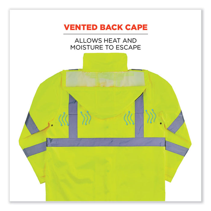 GloWear 8366 Class 3 Lightweight Hi-Vis Rain Jacket, Polyester, 4X-Large, Lime