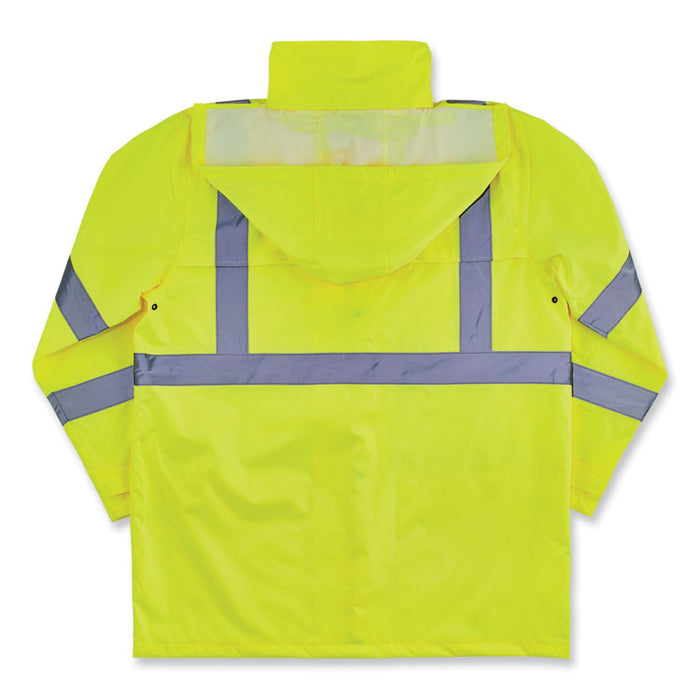 GloWear 8366 Class 3 Lightweight Hi-Vis Rain Jacket, Polyester, 5X-Large, Lime