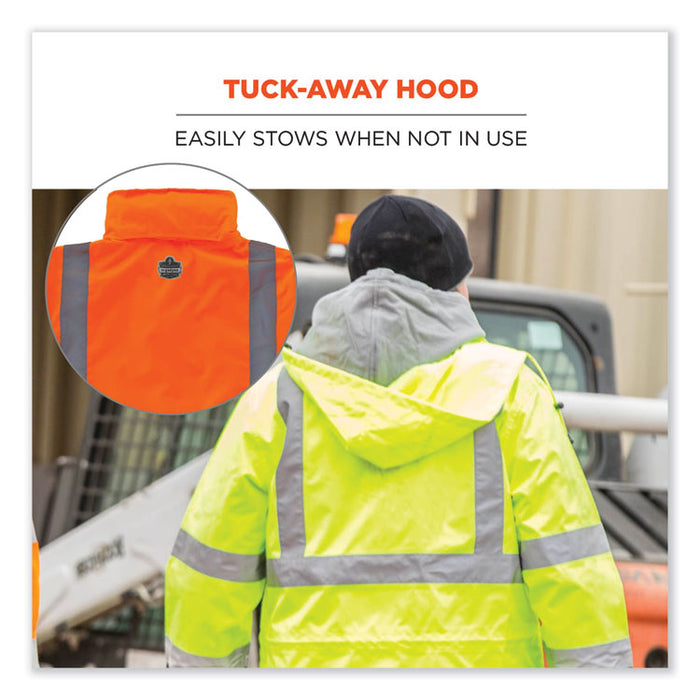 GloWear 8366 Class 3 Lightweight Hi-Vis Rain Jacket, Polyester, Large, Orange