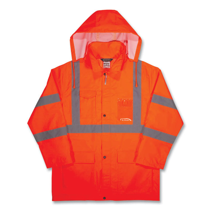 GloWear 8366 Class 3 Lightweight Hi-Vis Rain Jacket, Polyester, X-Large, Orange