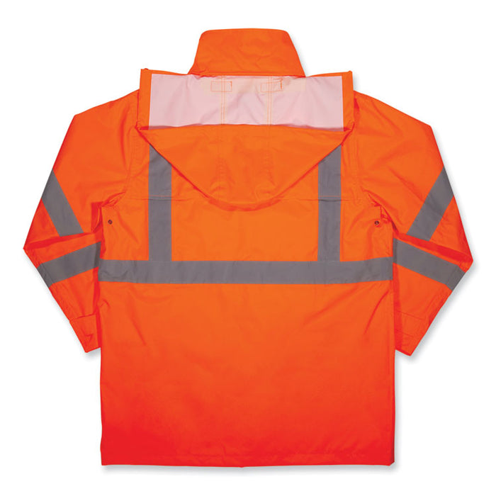 GloWear 8366 Class 3 Lightweight Hi-Vis Rain Jacket, Polyester, 2X-Large, Orange