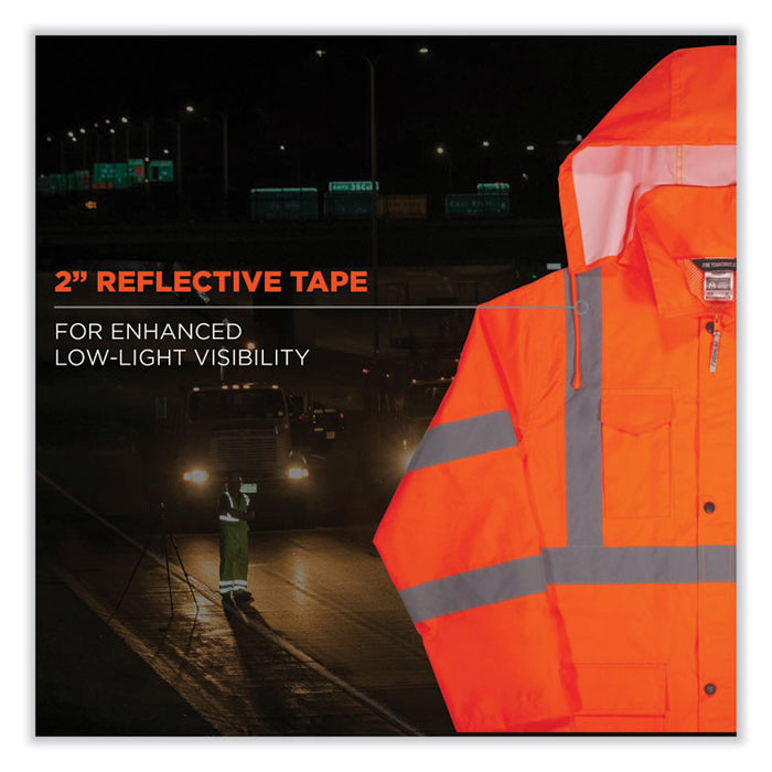 GloWear 8366 Class 3 Lightweight Hi-Vis Rain Jacket, Polyester, 3X-Large, Orange