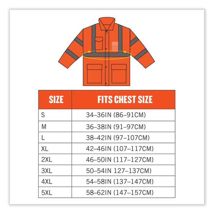 GloWear 8366 Class 3 Lightweight Hi-Vis Rain Jacket, Polyester, 5X-Large, Orange