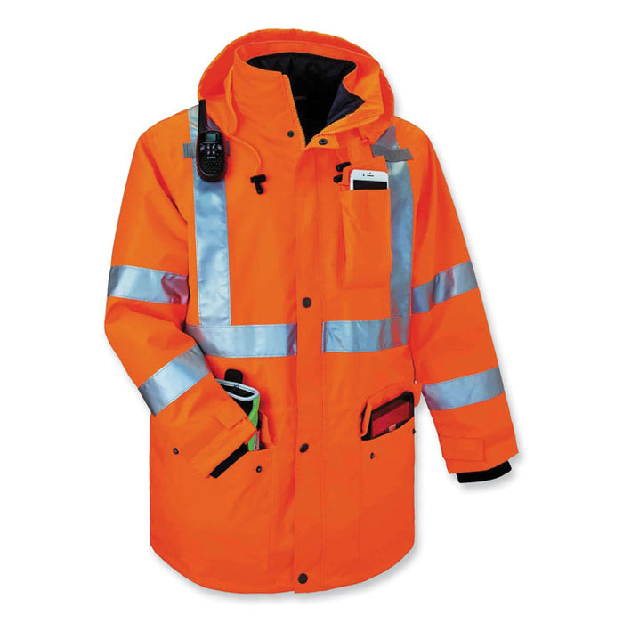 GloWear 8385 Class 3 Hi-Vis 4-in-1 Jacket, 5X-Large, Orange