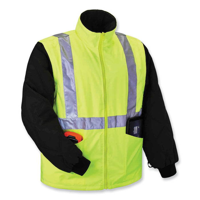 GloWear 8385 Class 3 Hi-Vis 4-in-1 Jacket, Medium, Lime