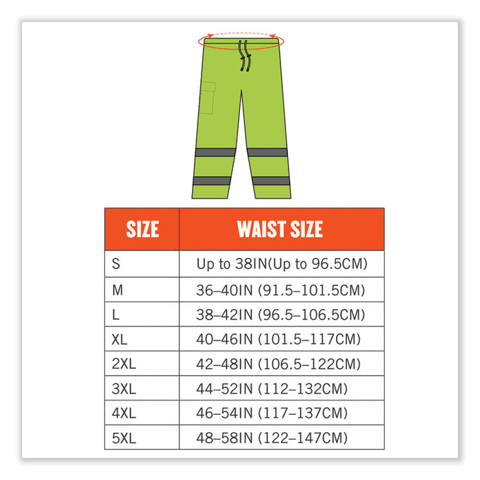 GloWear 8915 Class E Hi-Vis Rain Pants, Medium, Lime