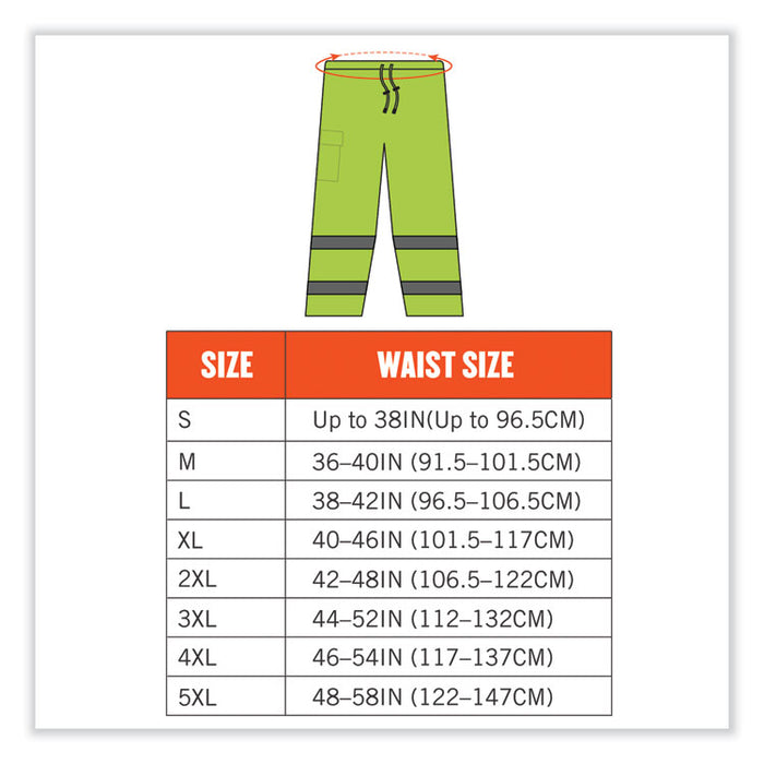 GloWear 8915 Class E Hi-Vis Rain Pants, Large, Lime