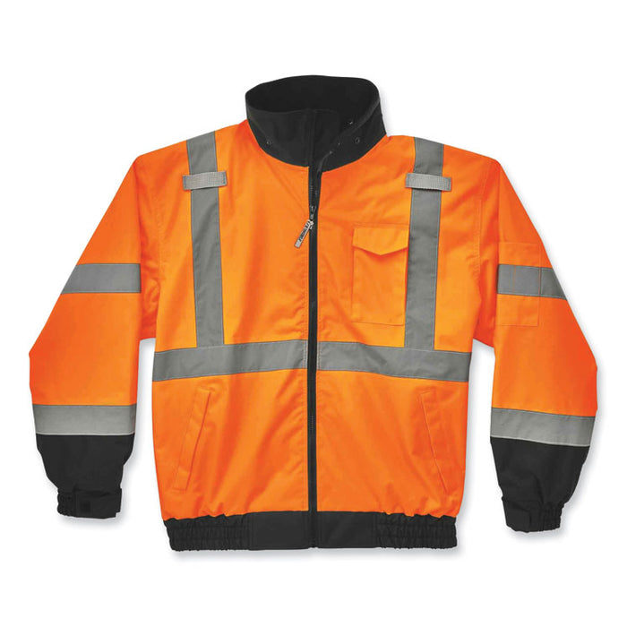 GloWear 8379 Class 3 Hi-Vis Fleece Lined Bomber Jacket, Orange, Large