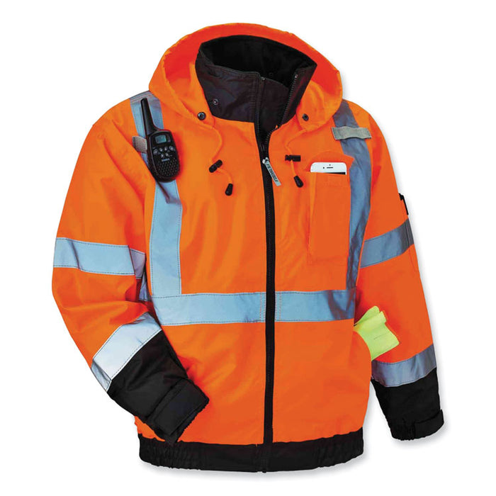 GloWear 8379 Class 3 Hi-Vis Fleece Lined Bomber Jacket, Orange, 5X-Large