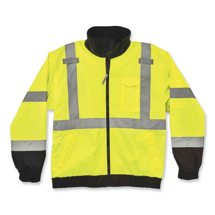 GloWear 8379 Class 3 Hi-Vis Fleece Lined Bomber Jacket, Lime, Small