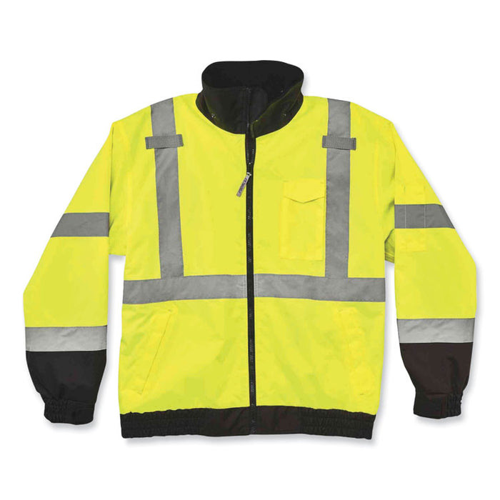 GloWear 8379 Class 3 Hi-Vis Fleece Lined Bomber Jacket, Lime, 5X-Large