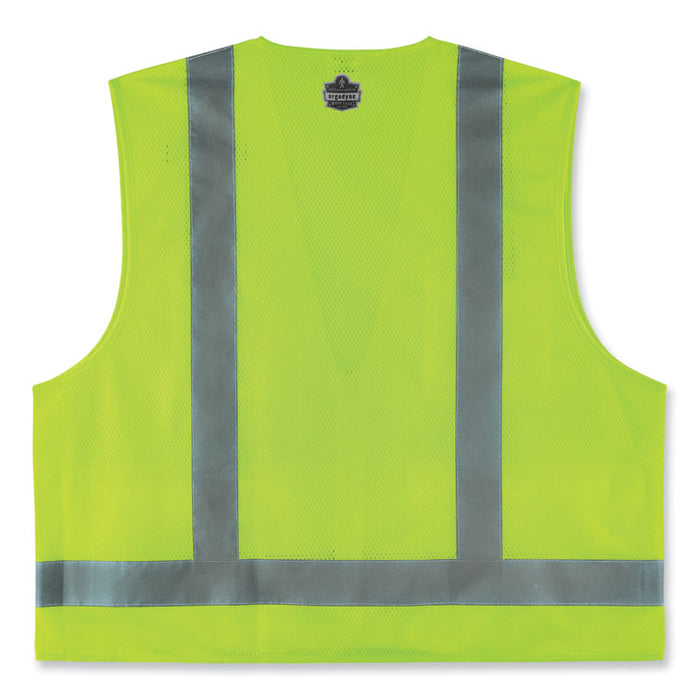GloWear 8249Z-S Single Size Class 2 Economy Surveyors Zipper Vest, Polyester, X-Large, Lime