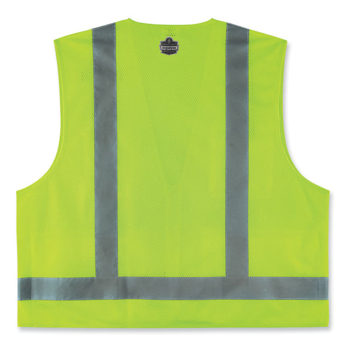 GloWear 8249Z-S Single Size Class 2 Economy Surveyors Zipper Vest, Polyester, 3X-Large, Lime
