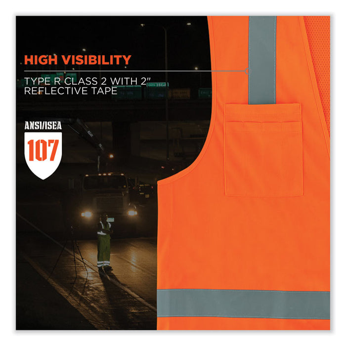 GloWear 8249Z-S Single Size Class 2 Economy Surveyors Zipper Vest, Polyester, Small, Orange