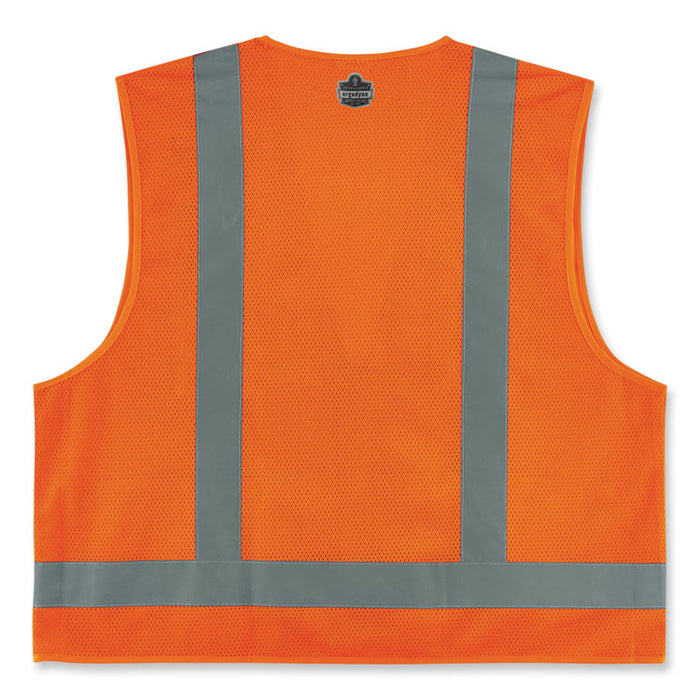 GloWear 8249Z-S Single Size Class 2 Economy Surveyors Zipper Vest, Polyester, X-Large, Orange