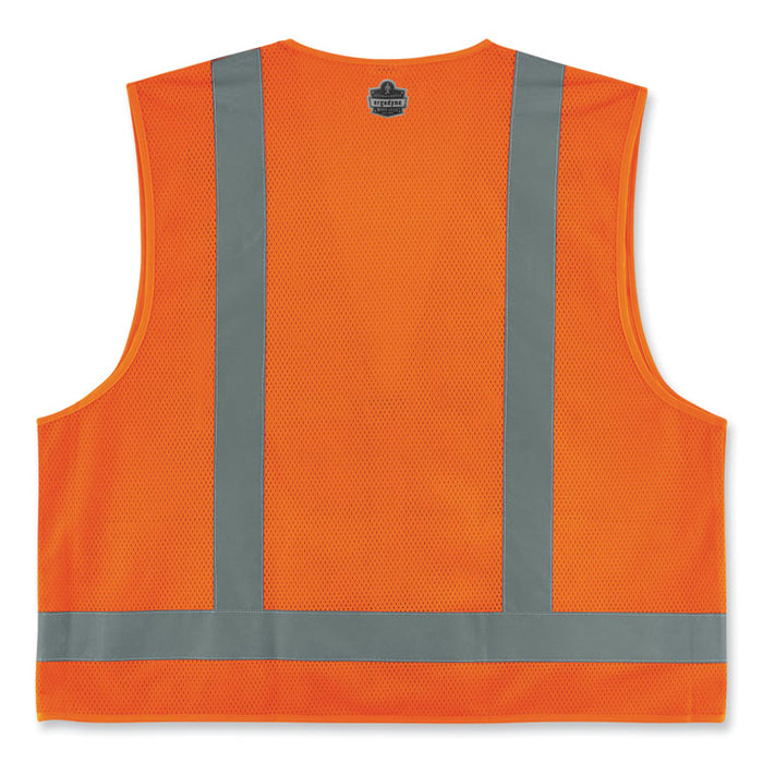 GloWear 8249Z-S Single Size Class 2 Economy Surveyors Zipper Vest, Polyester, 3X-Large, Orange