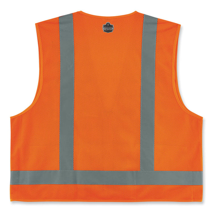 GloWear 8249Z-S Single Size Class 2 Economy Surveyors Zipper Vest, Polyester, 4X-Large, Orange