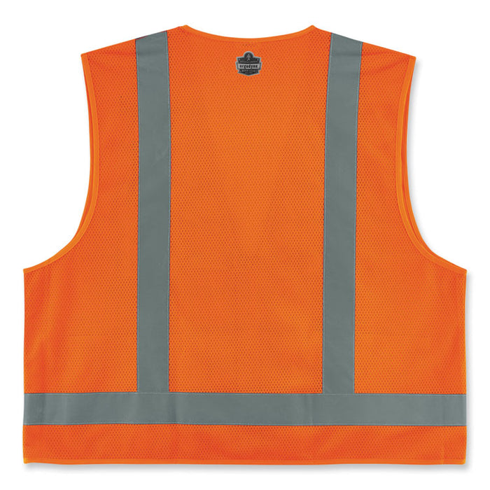 GloWear 8249Z-S Single Size Class 2 Economy Surveyors Zipper Vest, Polyester, 5X-Large, Orange
