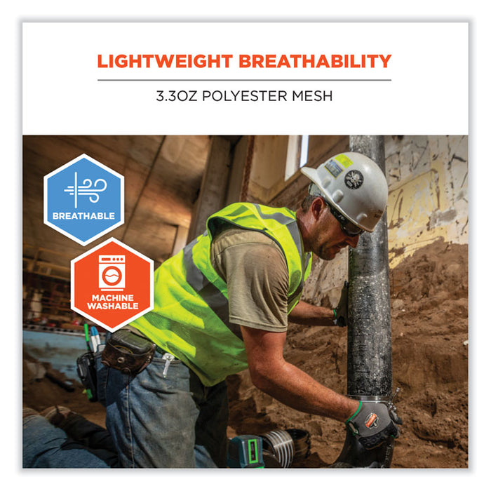 GloWear 8210HL-S Single Size Class 2 Economy Mesh Vest, Polyester, Small, Lime