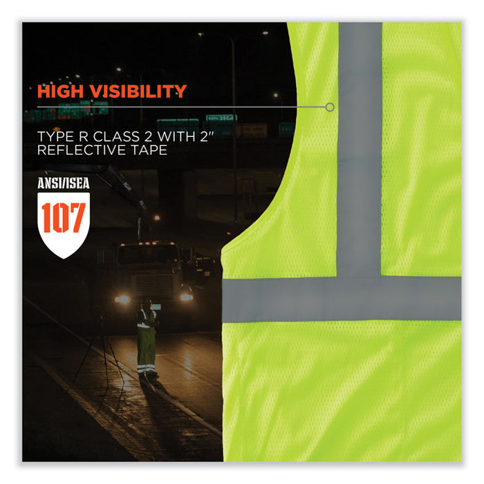 GloWear 8210HL-S Single Size Class 2 Economy Mesh Vest, Polyester, Medium, Lime