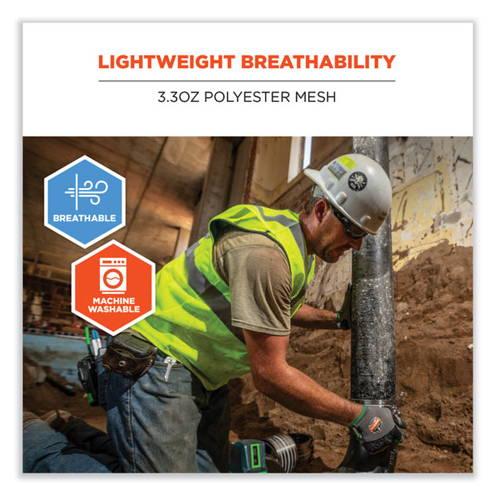 GloWear 8210HL-S Single Size Class 2 Economy Mesh Vest, Polyester, Medium, Lime