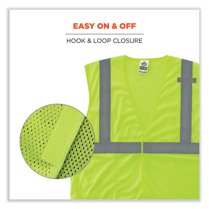 GloWear 8210HL-S Single Size Class 2 Economy Mesh Vest, Polyester, Medium, Lime