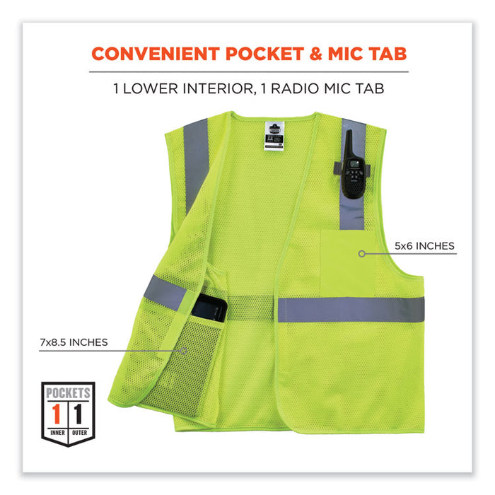 GloWear 8210HL-S Single Size Class 2 Economy Mesh Vest, Polyester, Large, Lime
