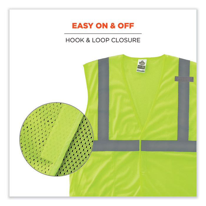 GloWear 8210HL-S Single Size Class 2 Economy Mesh Vest, Polyester, Large, Lime