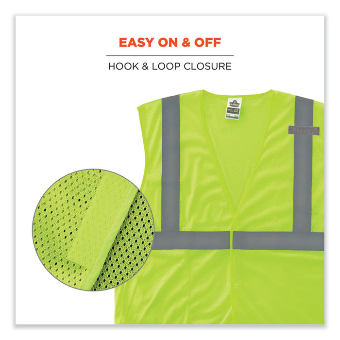 GloWear 8210HL-S Single Size Class 2 Economy Mesh Vest, Polyester, 2X-Large, Lime