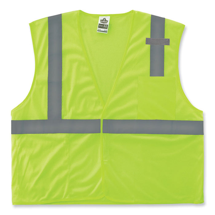 GloWear 8210HL-S Single Size Class 2 Economy Mesh Vest, Polyester, 2X-Large, Lime