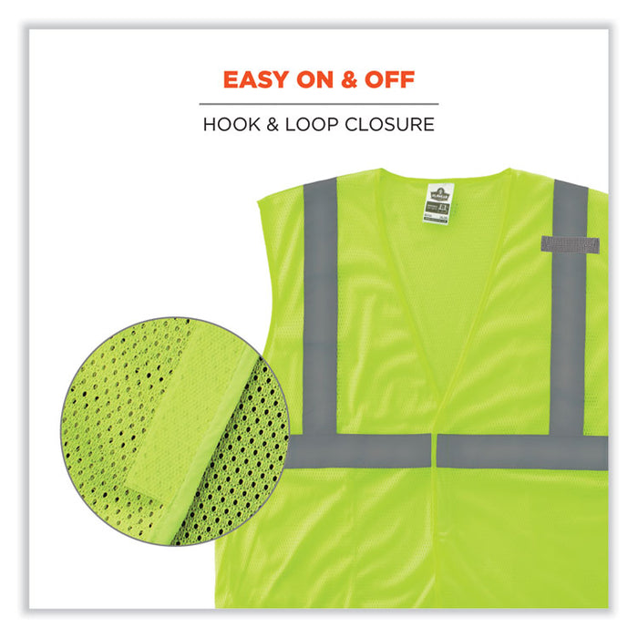 GloWear 8210HL-S Single Size Class 2 Economy Mesh Vest, Polyester, 4X-Large, Lime