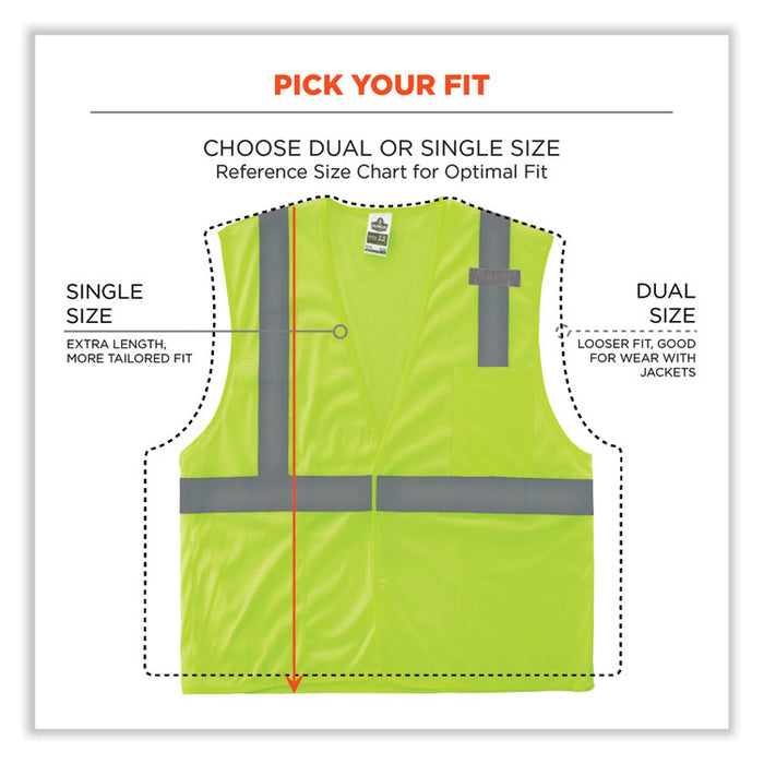 GloWear 8210HL-S Single Size Class 2 Economy Mesh Vest, Polyester, 4X-Large, Lime