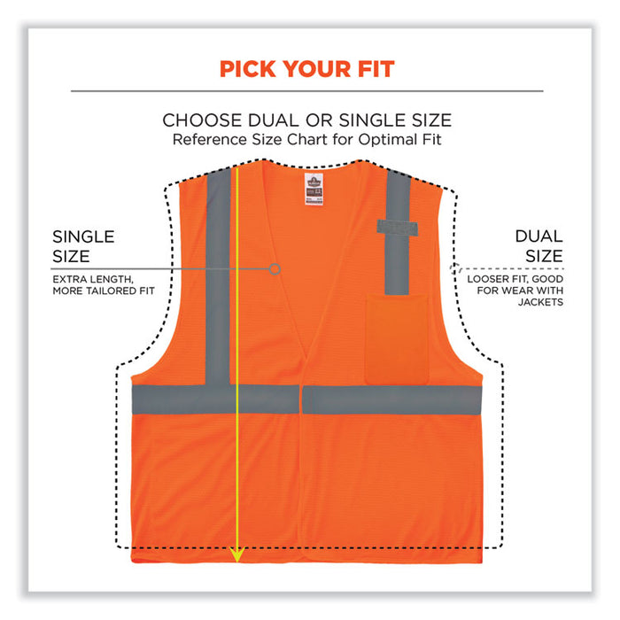 GloWear 8210HL-S Single Size Class 2 Economy Mesh Vest, Polyester, Small, Orange