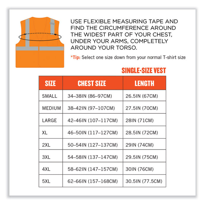 GloWear 8210HL-S Single Size Class 2 Economy Mesh Vest, Polyester, Small, Orange