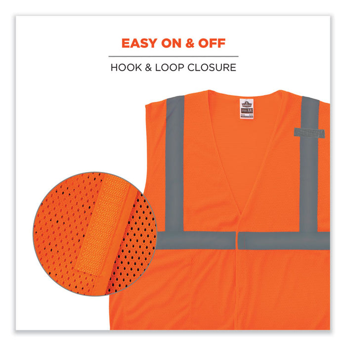GloWear 8210HL-S Single Size Class 2 Economy Mesh Vest, Polyester, Large, Orange